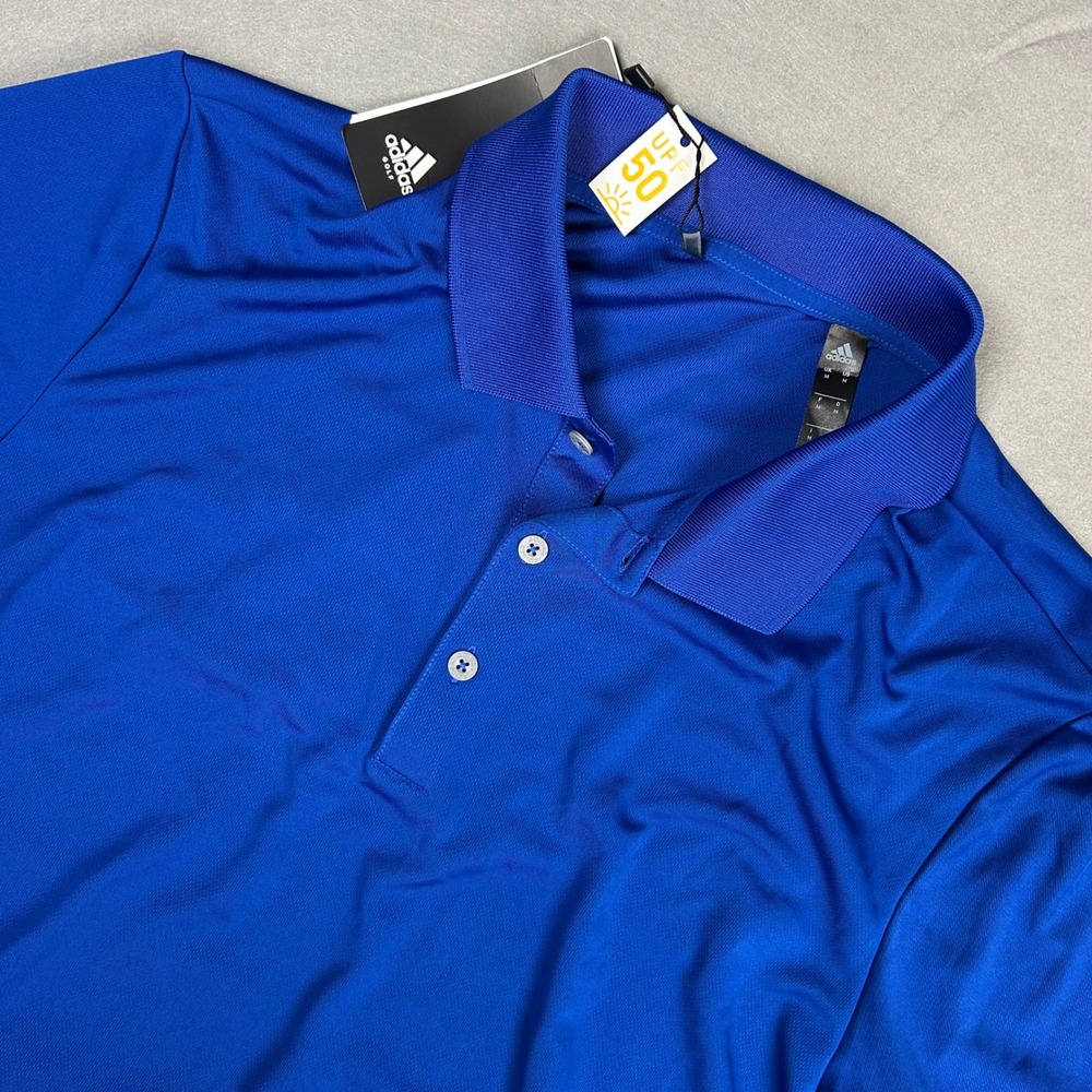 Adidas Polo Shirt Men Medium Blue Performance Golf UPF 50 DY0583 - Picture 1 of 7